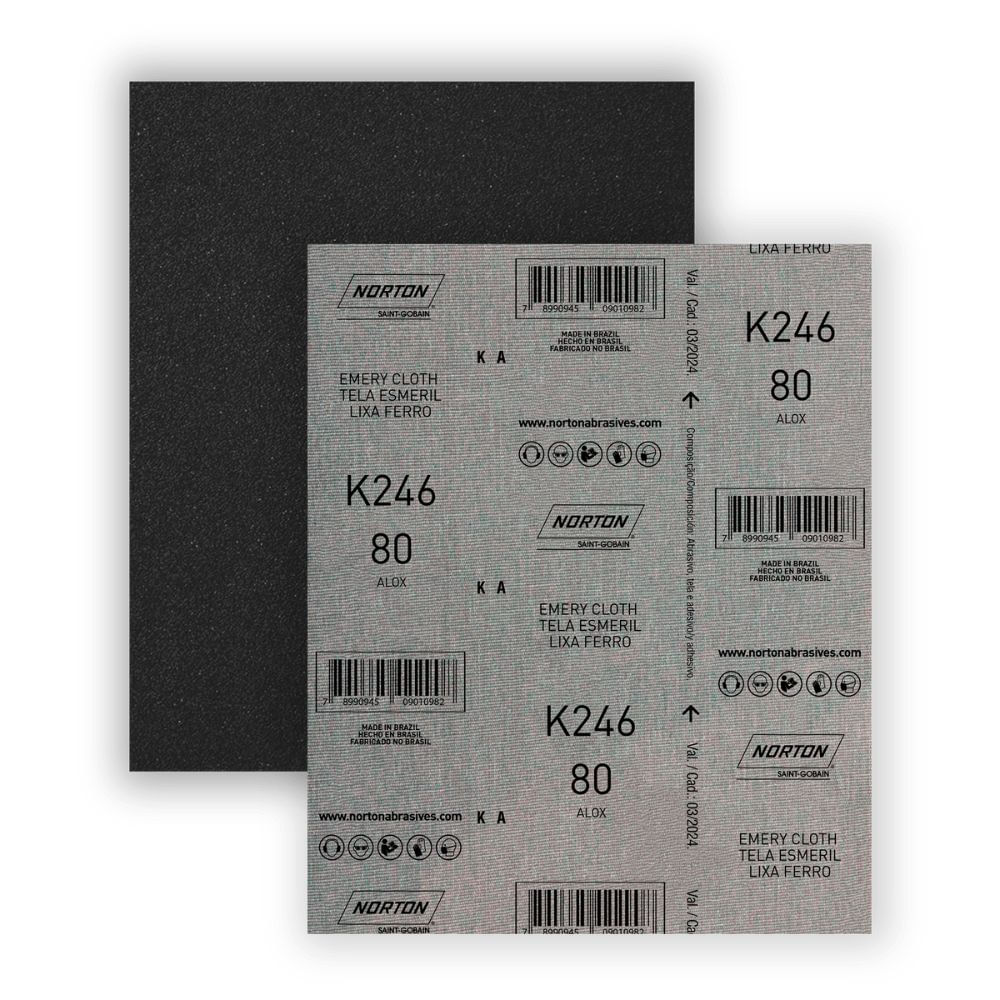 Lixa para ferro 22,5x27,5cm gramatura preta 080 Norton